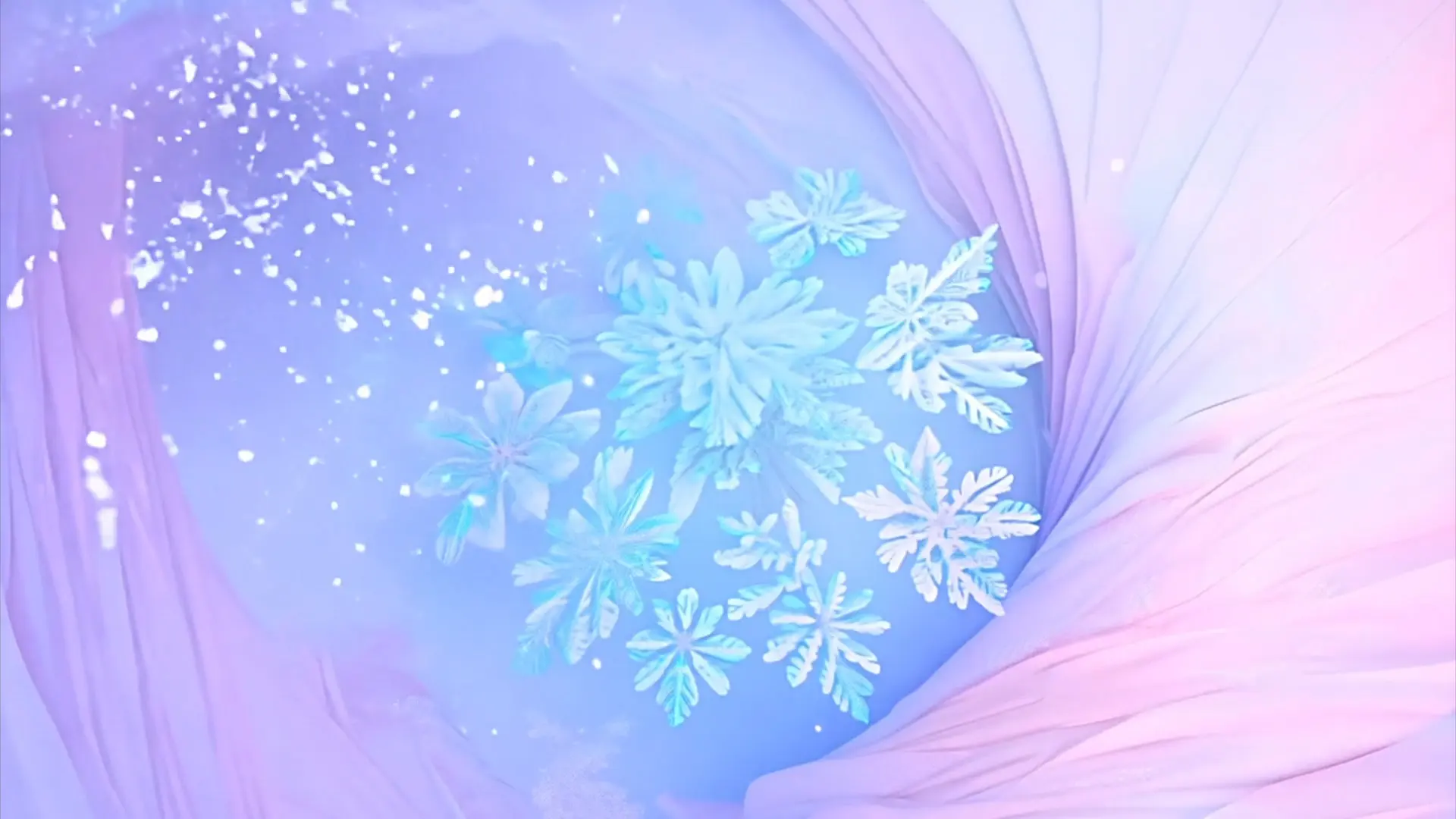 Soft Pastel Vortex with Icy Flowers Background for Title Animation